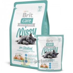 Суха храна за котки Brit Care Sterilized Missy за кастрирани котки с 34% прясно пилешко месо и 14% пуешко месо